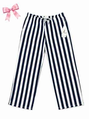 Cali 1850 Linen Blend Beach Pants | XL | Navy & White Striped Wide Leg | NWT